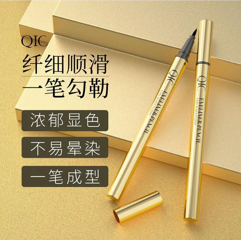 Mascara QIC eyeliner pen is very thin, waterproof and not easy to smudge eyeliner liquid pen, small gold tube, fast drying eyeliner pen, high face value Dhnf6 Dhkje