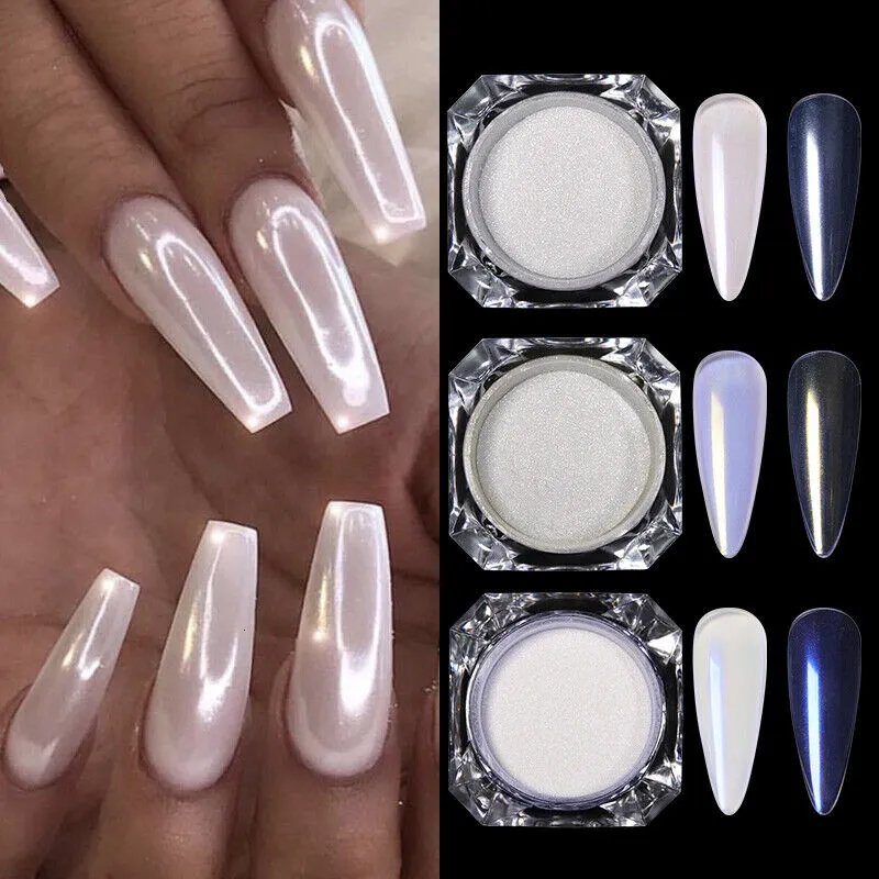 Ongles paillettes holographique poussière glace néon sirène miroir perle Aurora poudre Chrome Pigment brillant Art manucure bricolage 230808