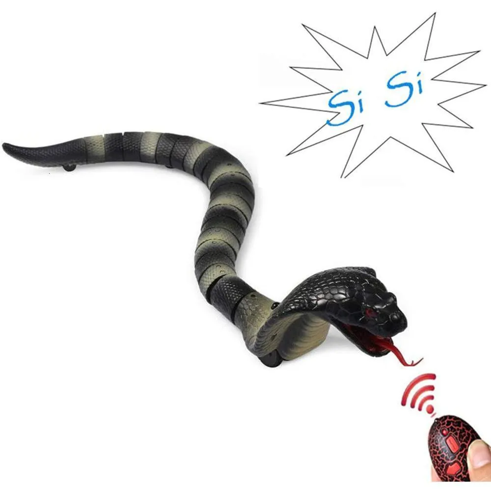 ElectricRC Animals Remote Control Snake Toy Rechargeable RC Scary Reptile Toys 43CM Long Prank For Kids 230807