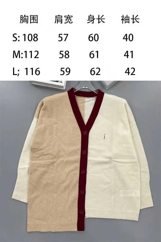 Robes décontractées de base designer Luojia tricot col en V cachemire contraste de couleur cardigan femmes manteau lâche style paresseux haut 2022 début automne nouveau pull AC58