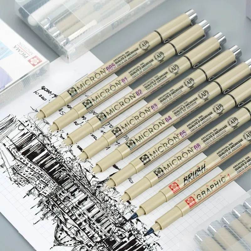 PIGMA MICRON PENS, Tip Sizes: 005, 01, 02, 03, 05, 08 Sakura Drawing Black  Ink, Permanent Marker Pen, New 