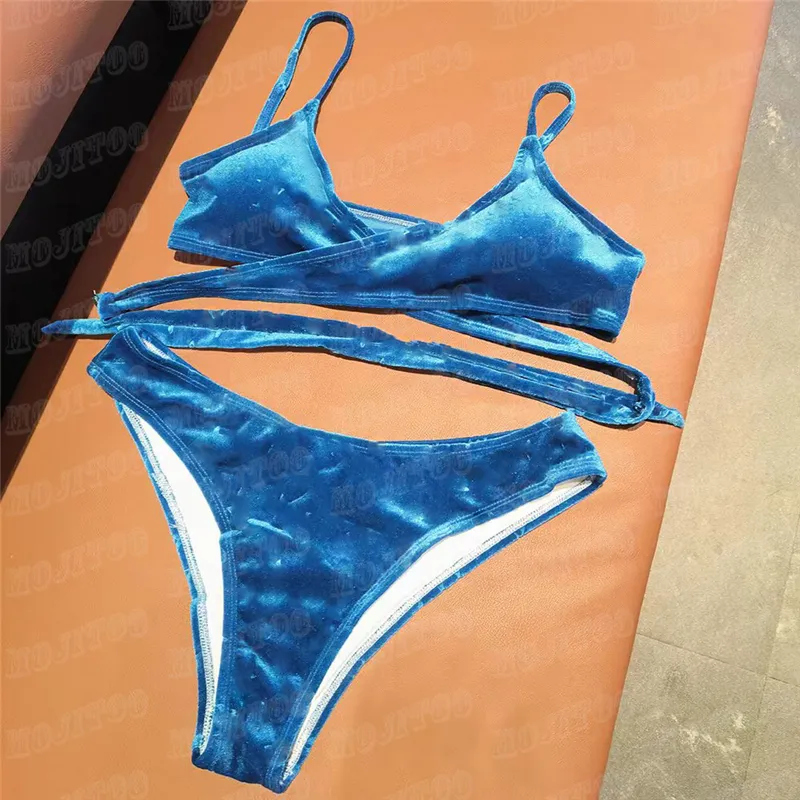 Velvet Bikini Swimsuit Women Designer Bathing Suits Sexy Padded