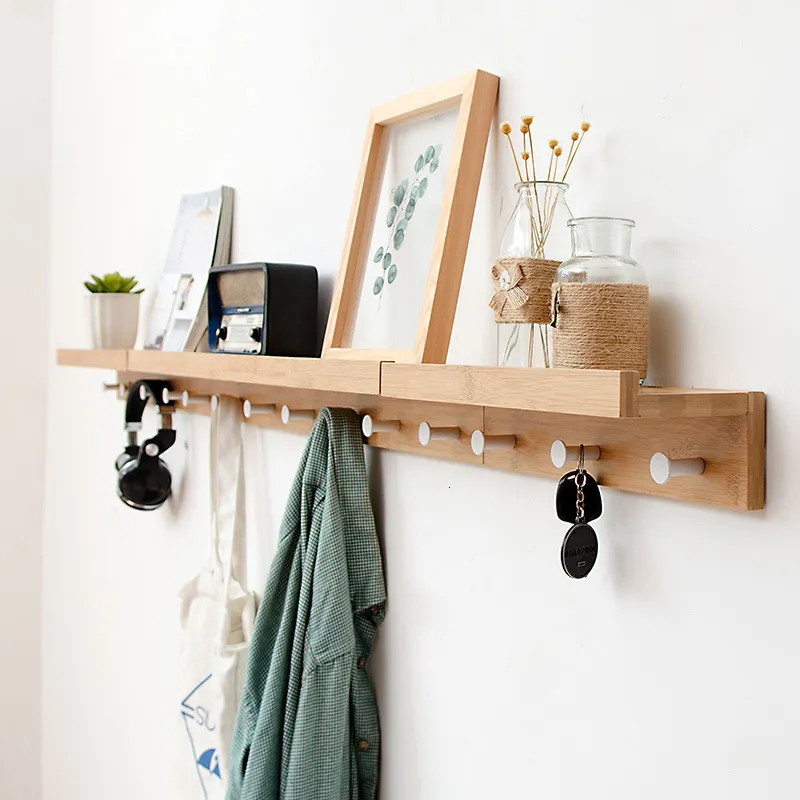 Hooks Rails MOMO Nordic Bamboo Hook Wall Hanging Clothes Entrance Creative Coat Shelf Modern Minimalist 230807