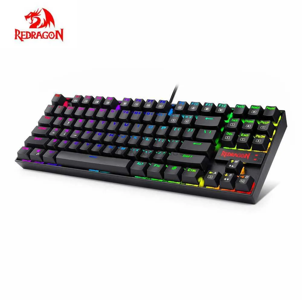 Redragon Kumara K552 RGB Podświetlenie 87 Kluczowe przełączniki Niebieskie Przełączniki przewodowa klawiatura gier mechanicznej K552RGB dla graczy PC HKD230808