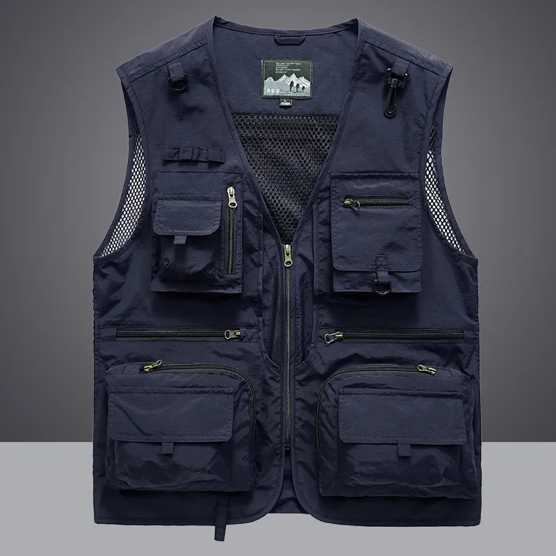 Hommes Gilets D'été Hommes Déchargement Tactique Gilet Manteau Casual Hommes Pographe Gilet Maille Travail Sans Manches Veste Outils Poche Gilet 5XL 230808