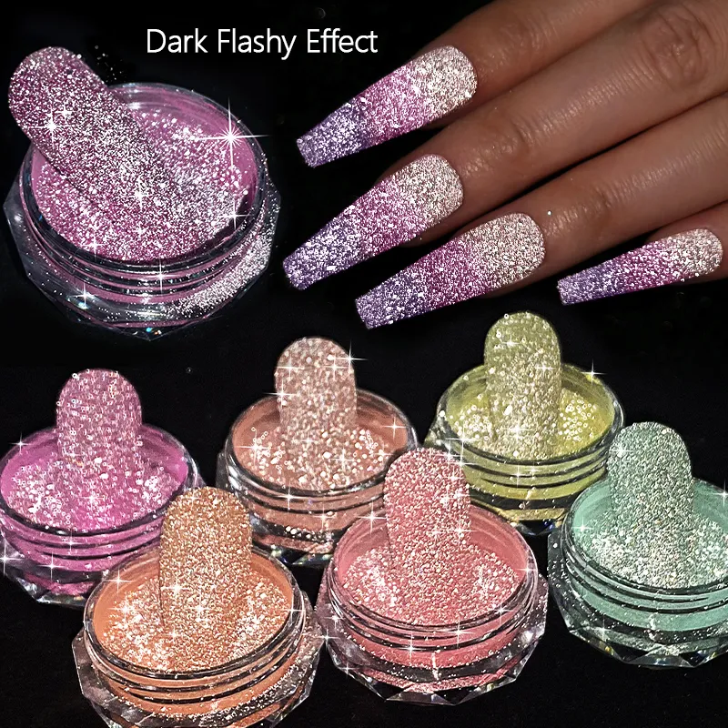 Nail Glitter Reflective Flash Powder Temperature ColorChange UV Gel Polish Chrome Pigment Dust Decorations 230808