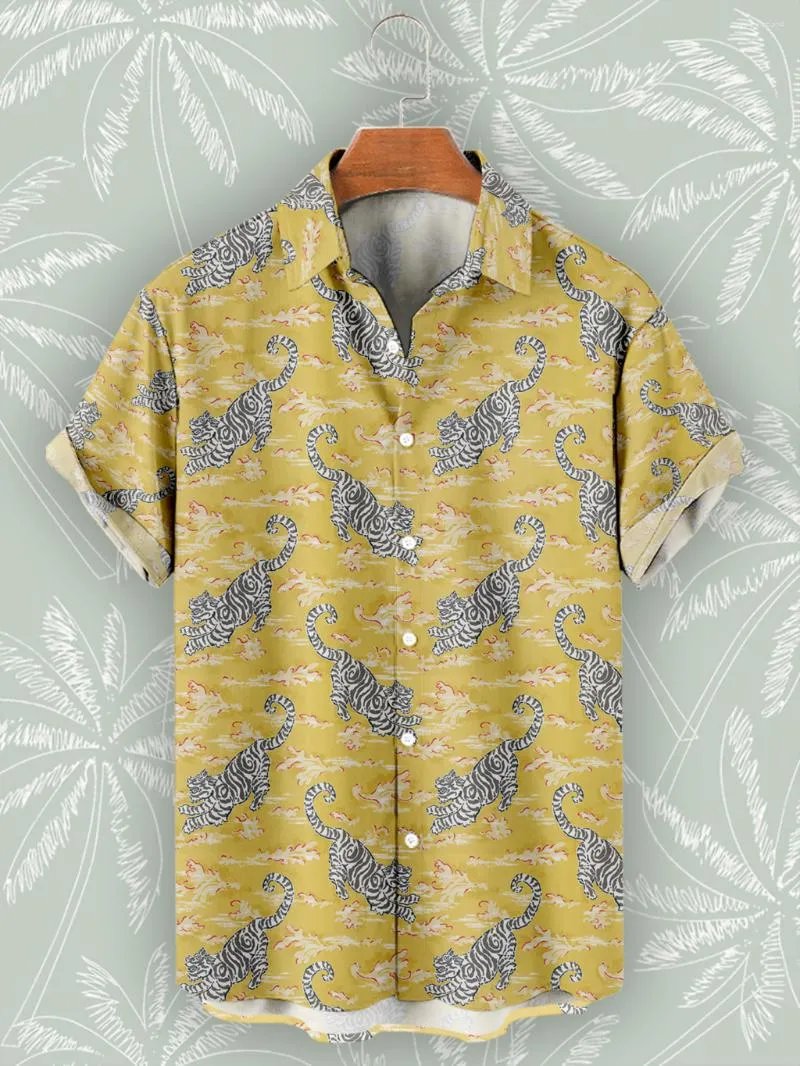 Chemises décontractées pour hommes Style japonais été chemise hawaïenne homme mode tigre impression 3D à manches courtes hauts surdimensionnés de haute qualité pour hommes 2023