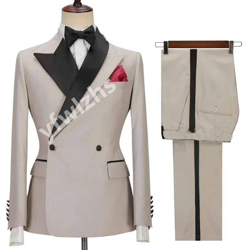 Clássico smoking de casamento com lapela pico terno masculino de duas peças formal de negócios jaqueta masculina blazer noivo smoking casaco calças 223t