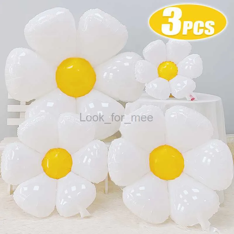 3/1pcs White Daisy Flowon Balon Multi Suntflower Foil Balons Helum Ball Kid Happy Birthday Party Baby Shower Dekoracja HKD230808