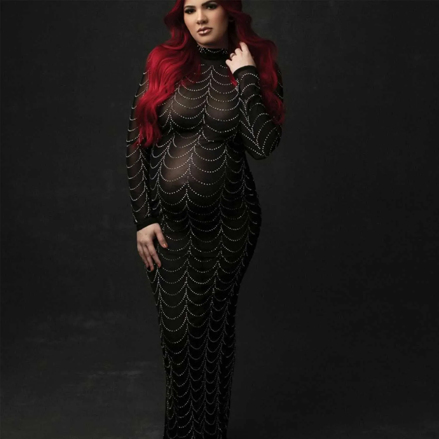 Maternity Dresses Body Rhinestones Crystal Women Bodysuit Sexy Mesh Long Maxi Maternity Dress Pregnant Drill Baby Shower Bodycon Photo Shoot hkd230810