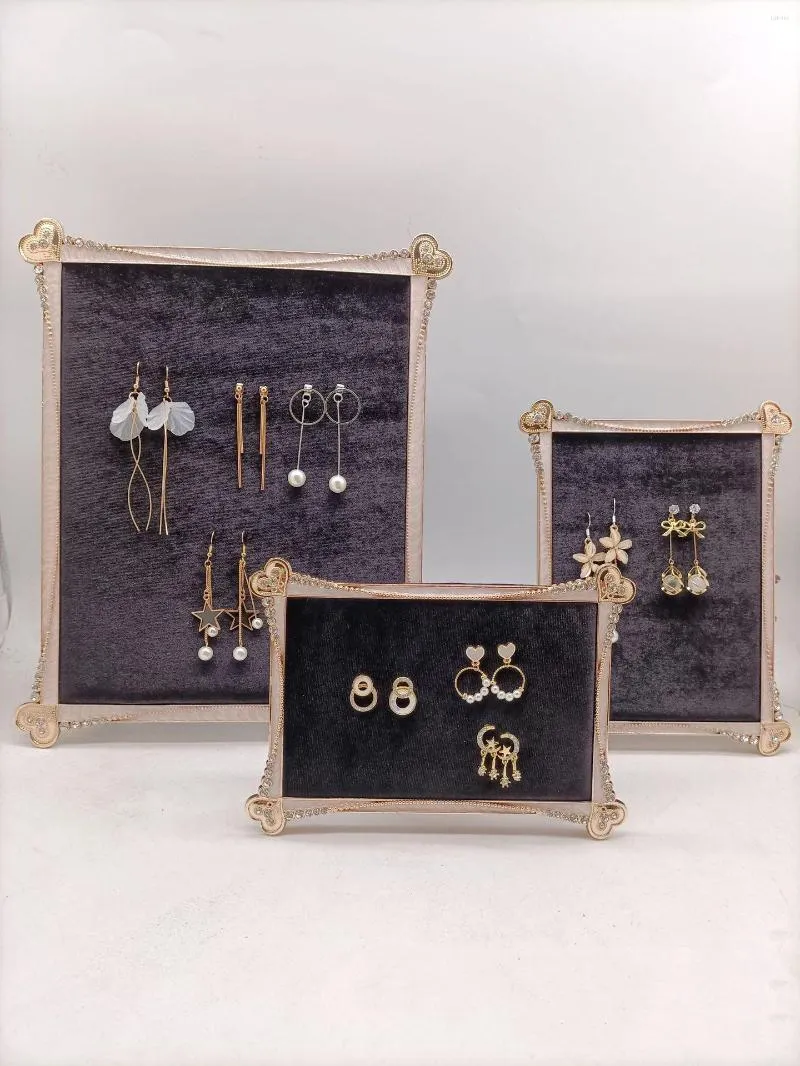 Cadres perle noir coréen velours tissu or clair métal Po cadre bijoux présentoir boîte de rangement