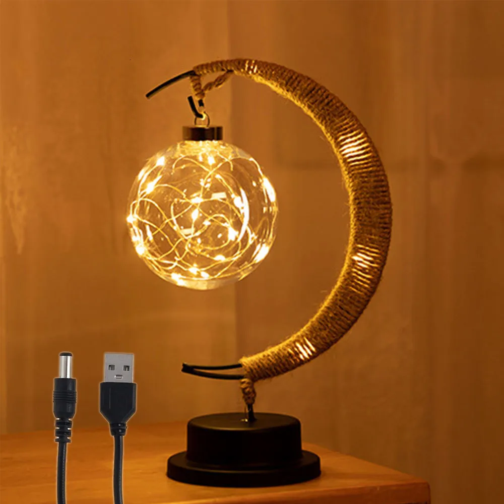 Andere Woondecoraties Maanlamp Nachtlampje met standaard USBBattery Powered Multicolor Enchanted Lunar Bedside ing ball lamp Ramadan 230807