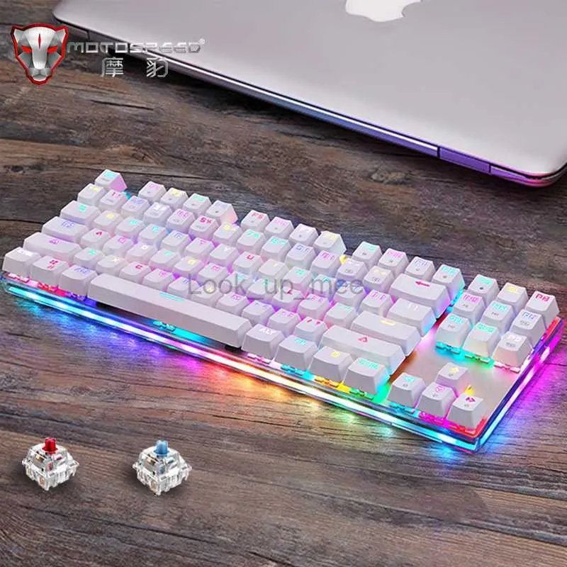 Motospeed K87S RGB Gaming Mechanical Keyboard USB Wired 87 Keys Red Blue Switch Laser RU Keypads For PC Computer Gamer HKD230808