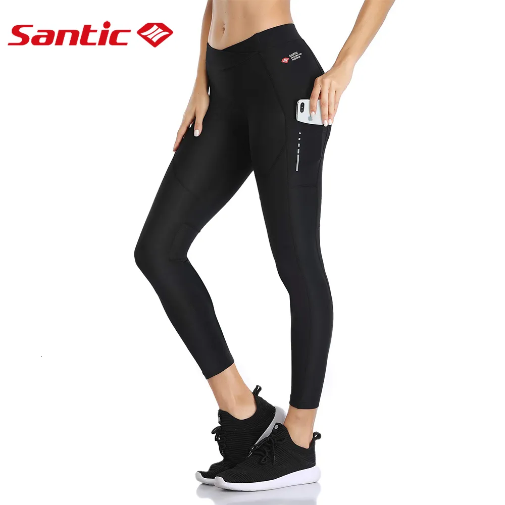 Pantaloni da ciclismo Santic Pantaloni lunghi da ciclismo da donna con imbottitura 3D Mesh traspirante Riflettente Calzamaglia da ciclismo MTB Leggings da bicicletta Pantaloni sportivi 230807