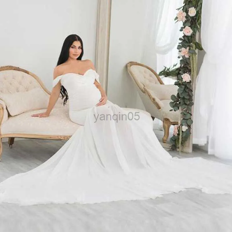 Mutterschaftskleider lange weiße Mutterschaftskleiderfotografie Foto Hochzeit Requisiten Kleider für schwangere Frauen Kleidung Schwangerschaftskleid für Fotoshooting HKD230808