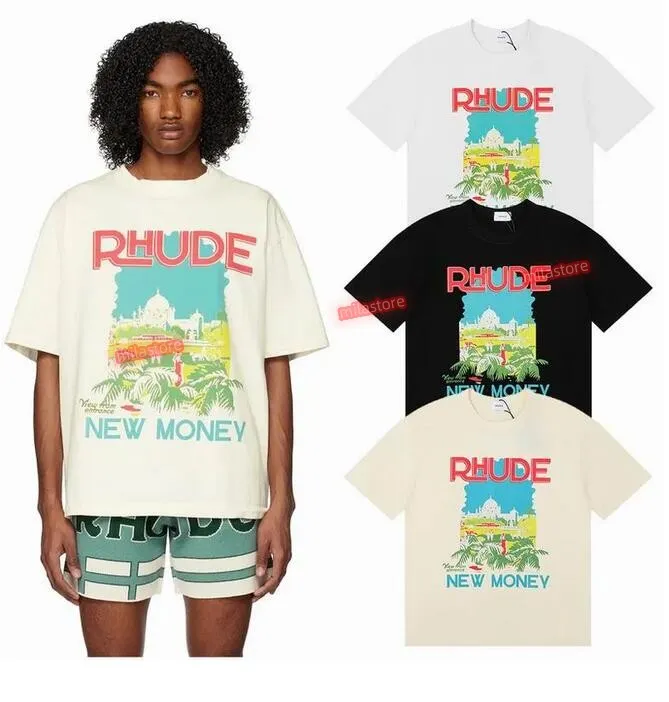 2023 Clothing Tees Hip hop TShirts 23ssrhude Men's Printed Popular Couple Summer Round Neck Trend Brand Short Sleeve T-shirt Streetwear Tops Sportswear