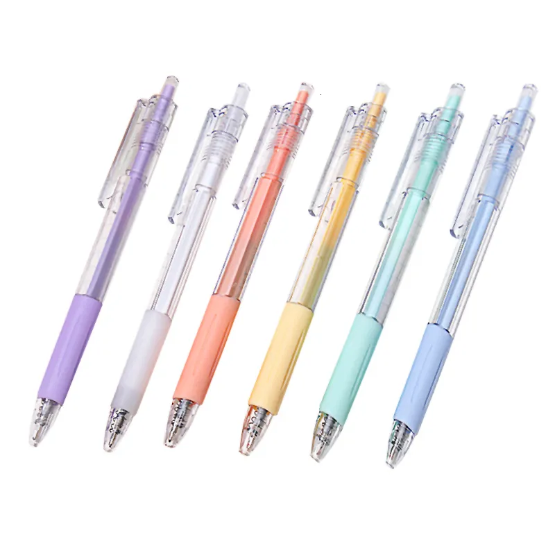 Stylos à bille Macaron 6 couleurs stylo 05mm encre noire signature à séchage rapide pour étudiant école papeterie Kawaii fournitures de bureau cadeau 230807