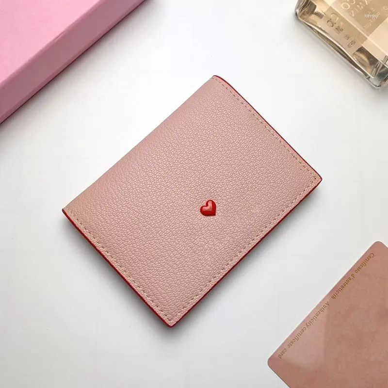 Card Holders Fashion Leather Red Heart Decorated Women's Clip Small And Lightweight Zero Wallet Multi Slot Two Styles