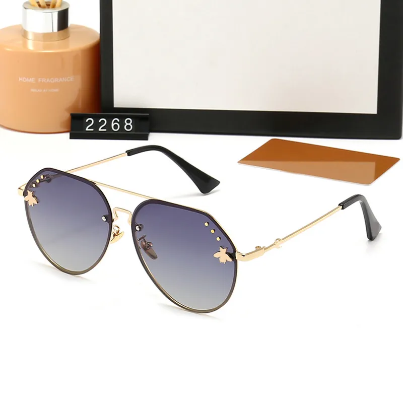 Óculos de sol femininos masculinos armação de metal espelho de vidro, óculos de condução ao ar livre Óculos de sol de designer de luxo uv400 com caixa