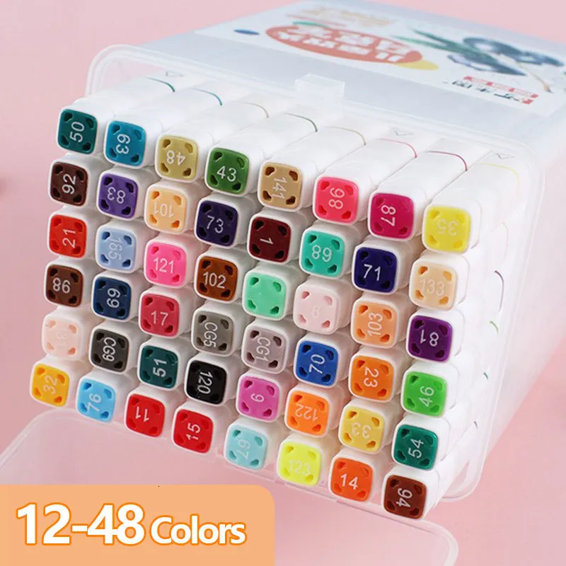 Wholesale Water Washable Colored Manga Markers Set For Children 12