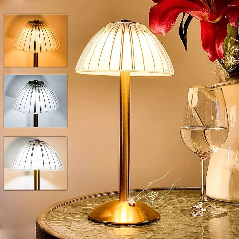 Lampes de table champignon lampe à LED table de chevet bureau rechargeable gradation veilleuse pour bar el bureau restaurant chambre dortoir