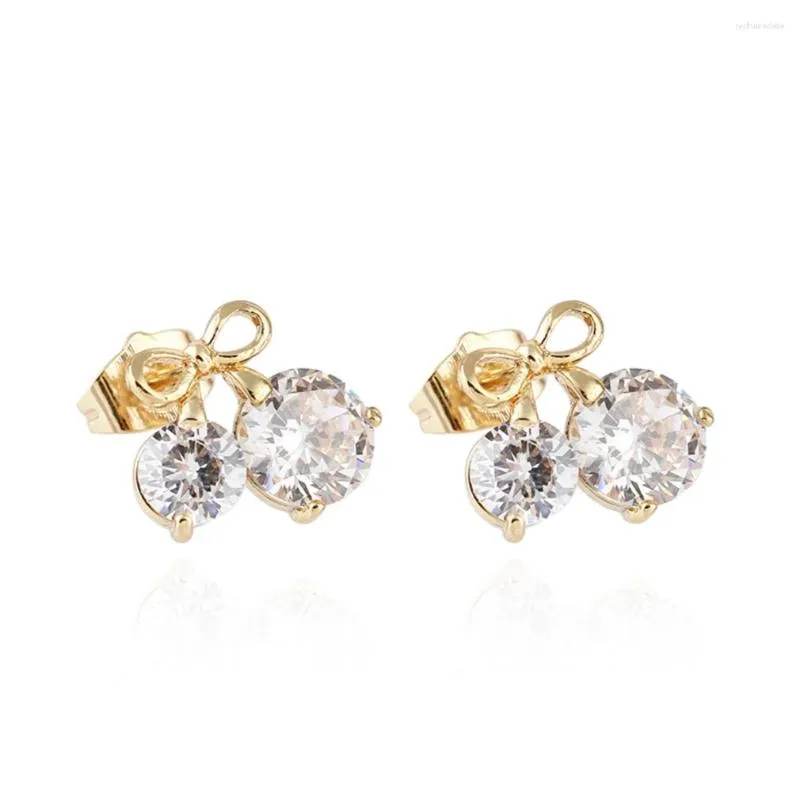 Boucles d'oreilles clous Love Annie fleurs de cerisier fleurs pour femmes mode fruits couleur or CZ Lady