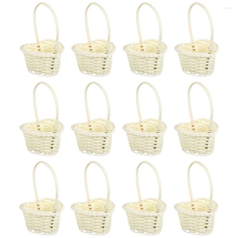 Jewelry Pouches 12pcs Flower Girl Baskets Wedding Rustic Basket Handle Woven Po Prop