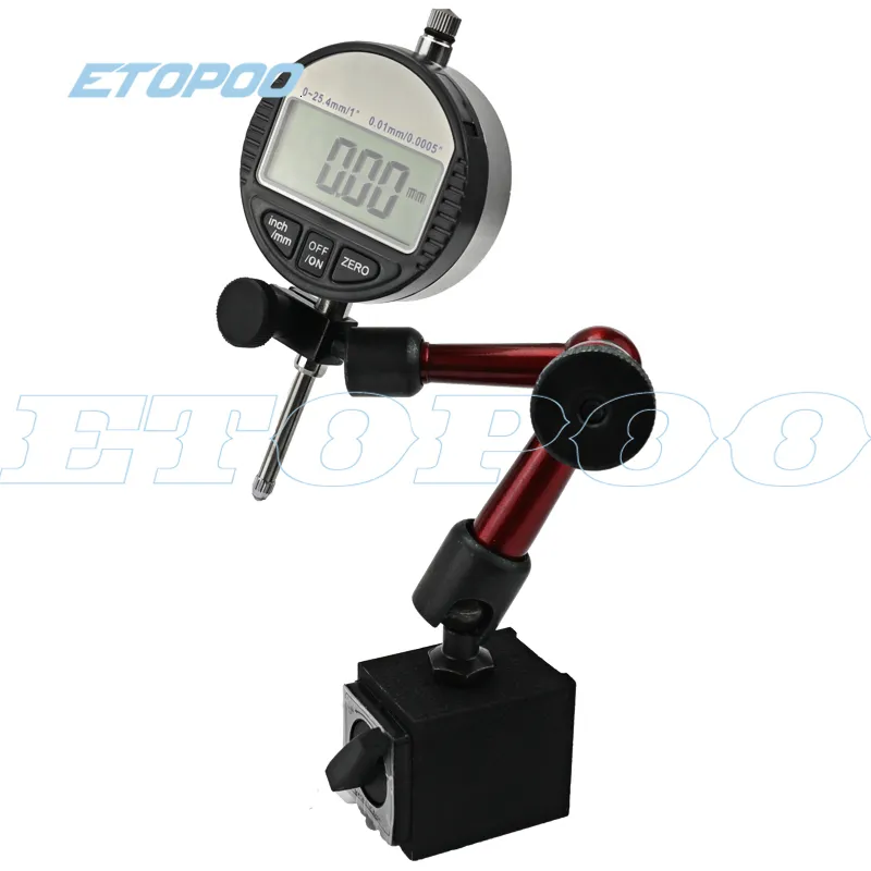 Gauges Digital Dial Indicator 0-12.7mm0.5'' 0-25.4mm 0.01mm Mini Magnetic Base Holder Gauge Caliper Measuring Tools 230807