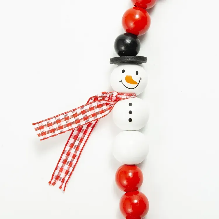 Wall Decor Christmas Snowman Wood Bead Garland Decorated Tassel Farmhouse Beads Party Favor Decorations M3805