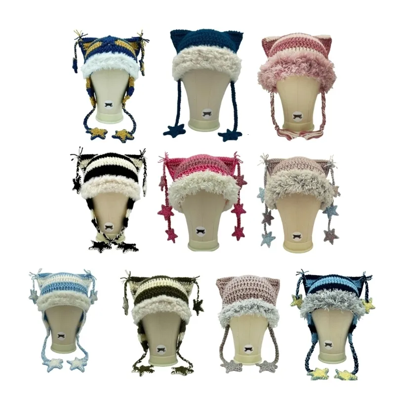 Beanie/Skull Caps Ragazze Beanie in maglia Cappello Pasqua Po Prop Simpatico cappello per orecchie di gatto Costume Y2K Cappello lavorato a maglia fresco Decorazioni per orecchie di gatto di Pasqua 230807