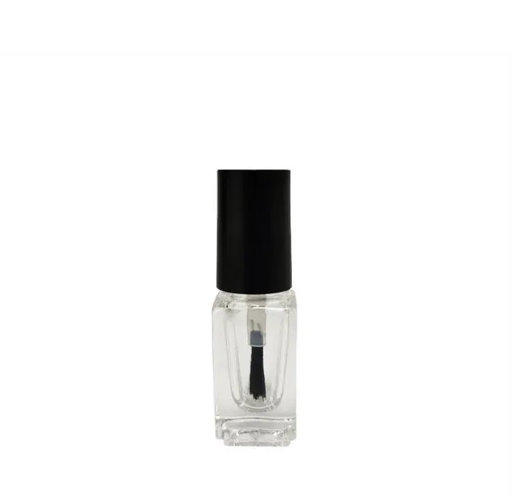 5ml Square Glass Bottle With Brush Empty Transparent Makeup Tool Nail Polish Containers Clear-Glass Glue Bottles For Sample SN3053