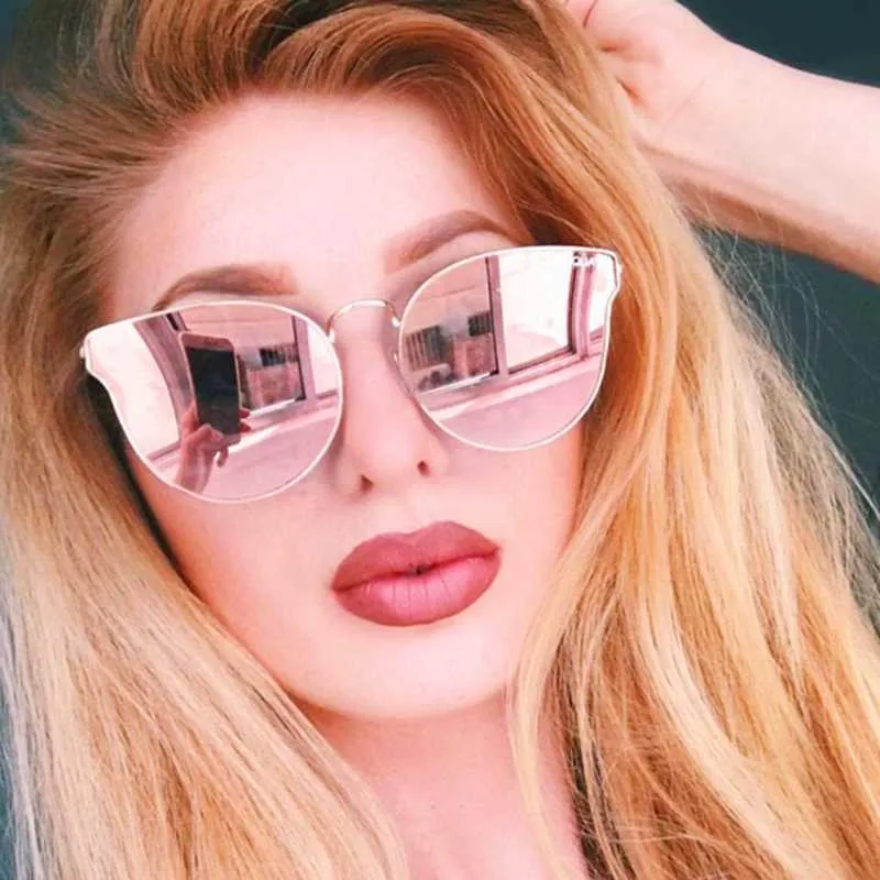 Cat eye sales mirrored sunglasses women's