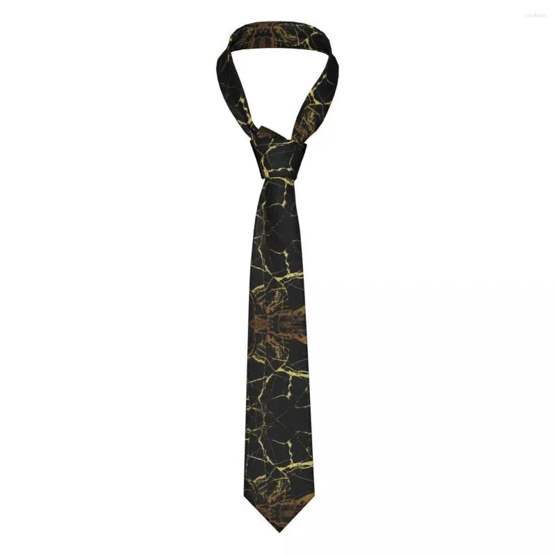 Галстуки бабочки черно -золотой мрамор Мужчины Женские галстуки скинни полиэстер шириной 8 см галстук для мужских аксессуаров Cravat Business
