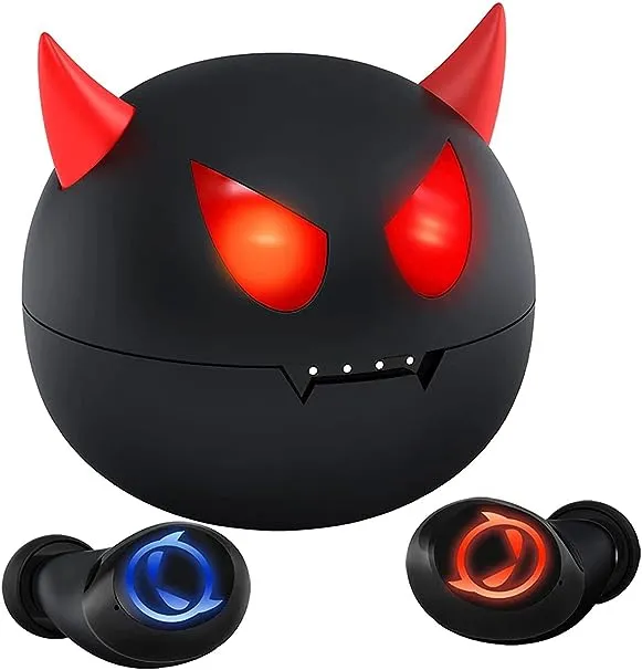 Bezprzewodowe słuchawki dla dzieci, słuchawki Bluetooth Little Devil z obudową ładującą, wodoodporne słuchawki do gier stereo, lekkie pąki uszu wbudowane podwójne mikrofon