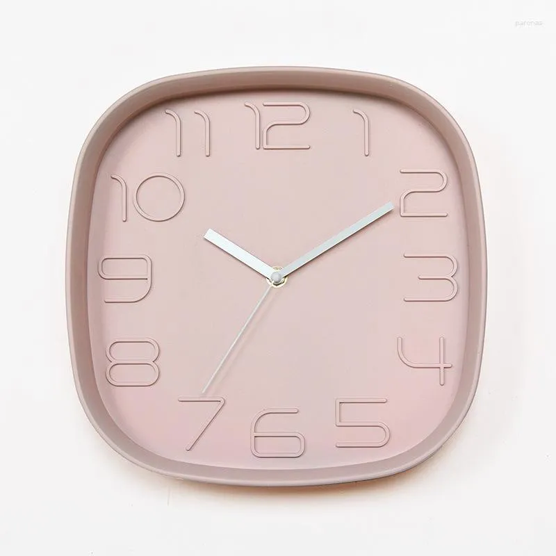 Relógios de parede Relógio quadrado Simples Moderno Silencioso Plástico Quartzo Sala de Estar