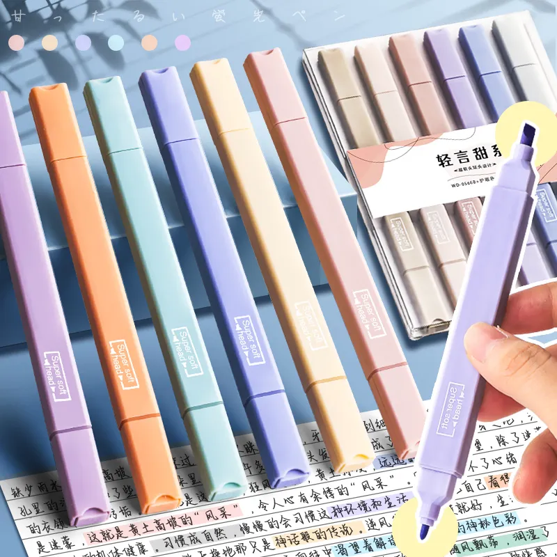 8 stylos marqueurs surligneurs - couleur pastel - S-Note Duo