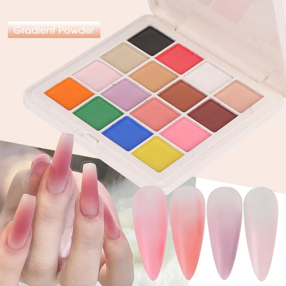 Glitter per unghie 16 colori Solid Powder Art Gradient Pigment Set Ombre Mirror Chrome Macaron Shimmer Manicure Decor Dust SAS100 230808