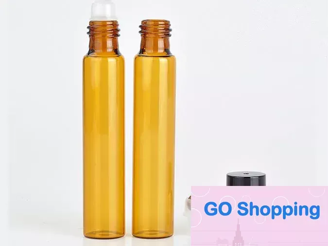 Botellas de perfume que combinan con todo Ámbar recargable 10ml ROLL ON fragancia BOTELLAS DE VIDRIO ACEITE ESENCIAL Botella Acero Metal Roller ball