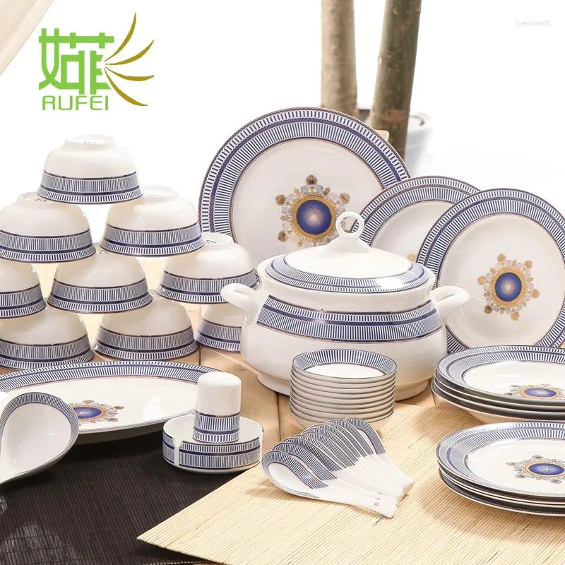 Louça Conjuntos Conjunto de Pratos Talheres Jingdezhen Casa Porcelana Coreana Criativa Chinesa Simples