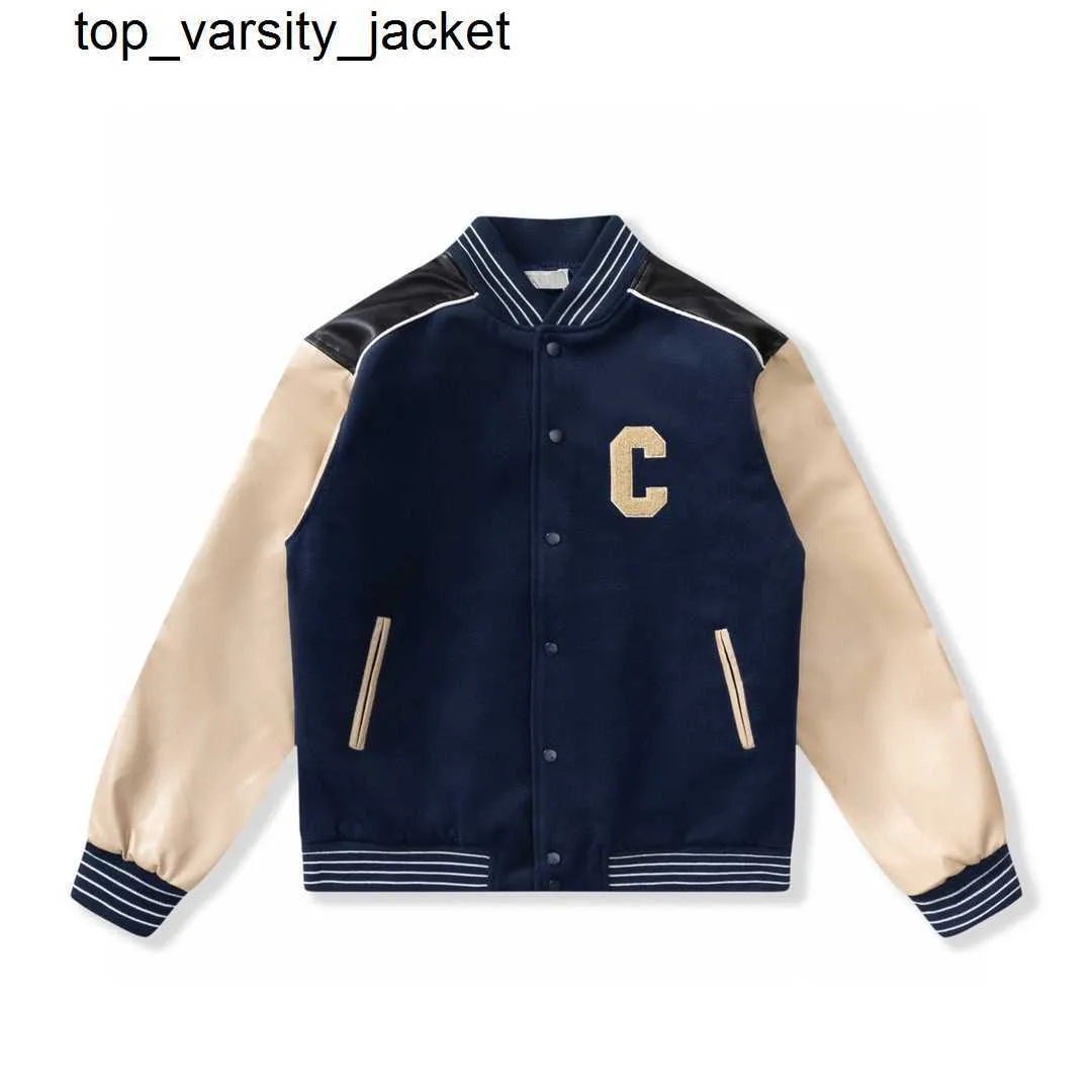 Ny 2023 Designer Men Coats Jacke Baseball Uniform Letter C Brodery Fashion Märke Läder Bekväm Pearl Clasp Kvinnor Män ytterkläderjacka