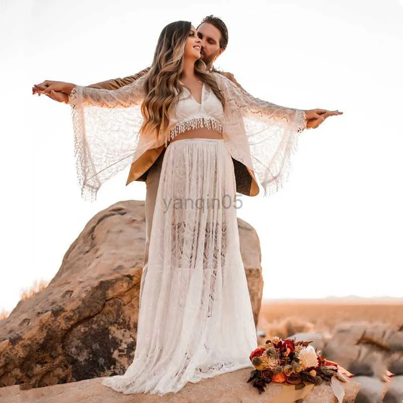 DHgate Womens Maternity Dresses 2 in 1 Lace Outfit Long Dresses Boho Maternity Photography Tassels Lace Dresses Baby Kids Maternity