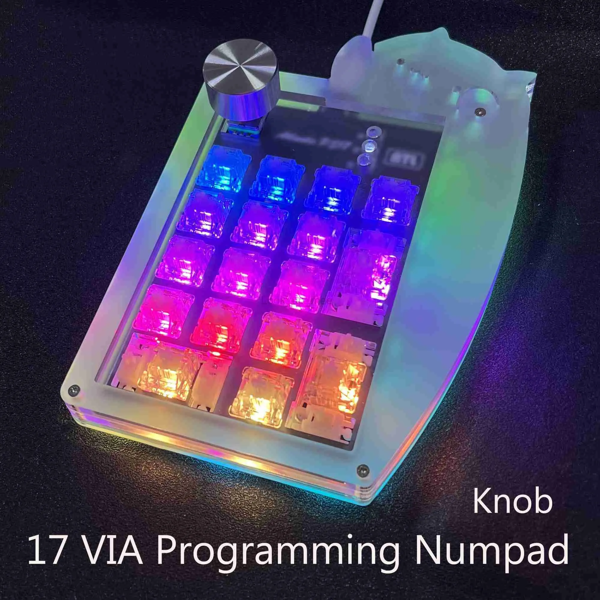 Macropad Cute Cat 17 Key Numpad Clavier Macro Programmation Mécanique RVB Rétro-Éclairage Filaire Type C VIA HKD230808