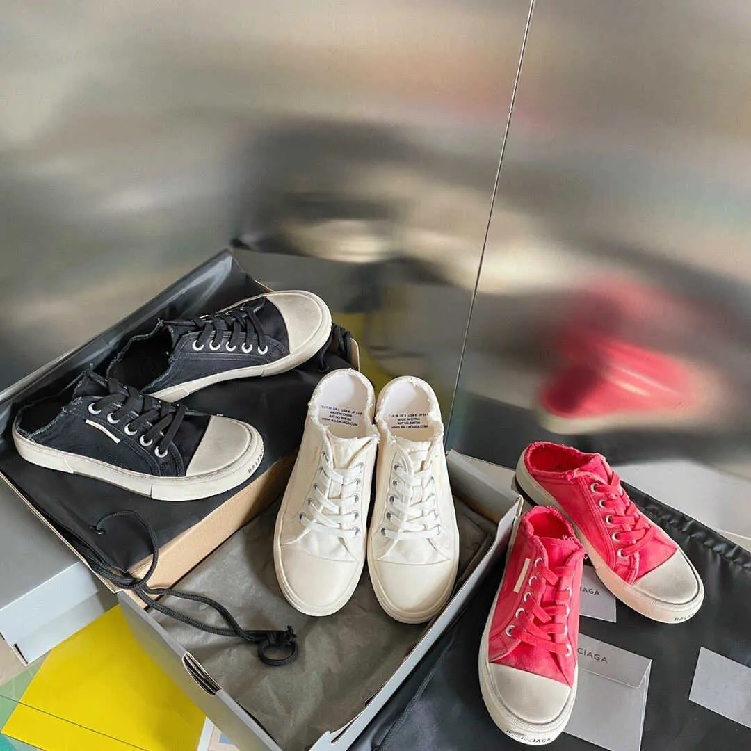 Повседневная обувь Paris B Семейная половина холст -обувь женская летняя самая белая туфли для отдыха 2022 года.