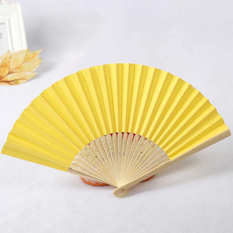 Chinese Style Products Vintage Chinese Style Hand Fan Paper Bamboo Solid Folding Fans For Dance Performances Wedding Party Fan Home Decorations