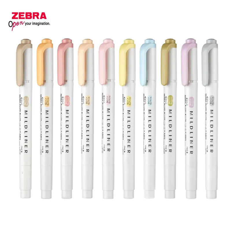 Marker 510 Stück Farbe Ankunft Japan ZEBRA Mildliner WKT7 Textmarker Pastellfarbe Helle Farbe Doppelspitze Kawaii Textmarker 230807