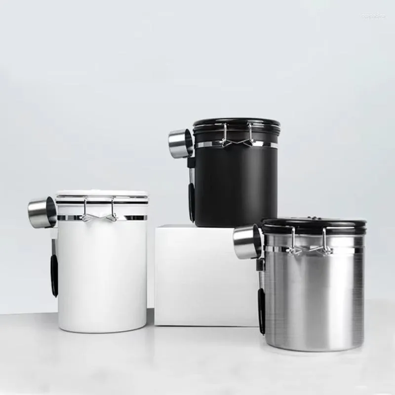 Storage Bottles Sale Kitchen Containers For Coffee Bean Airtight Stainless Steel Canister Round Shape Cafe Can