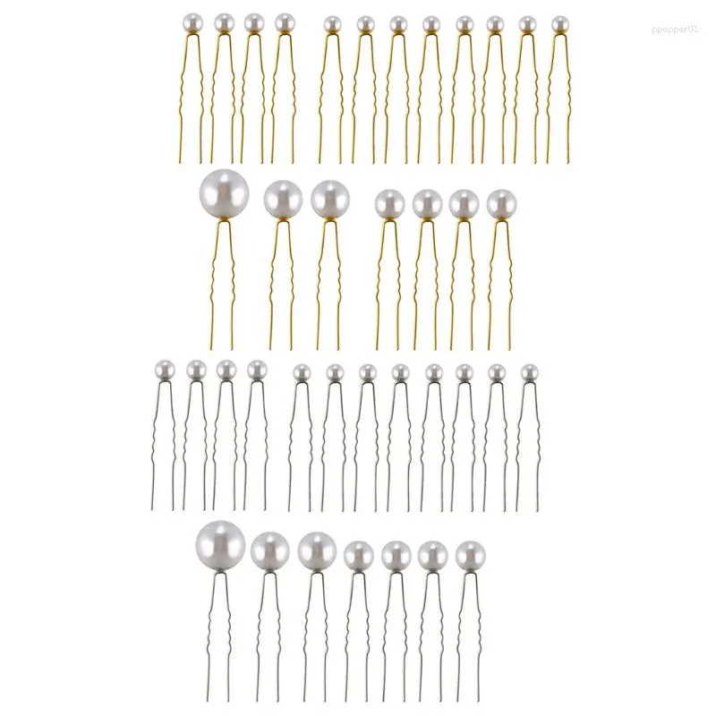 Pinces à cheveux H9ED délicate en forme de U épingle à cheveux avec perle décor rétro Style épingle Chignon épingles pour femmes outils de coiffure