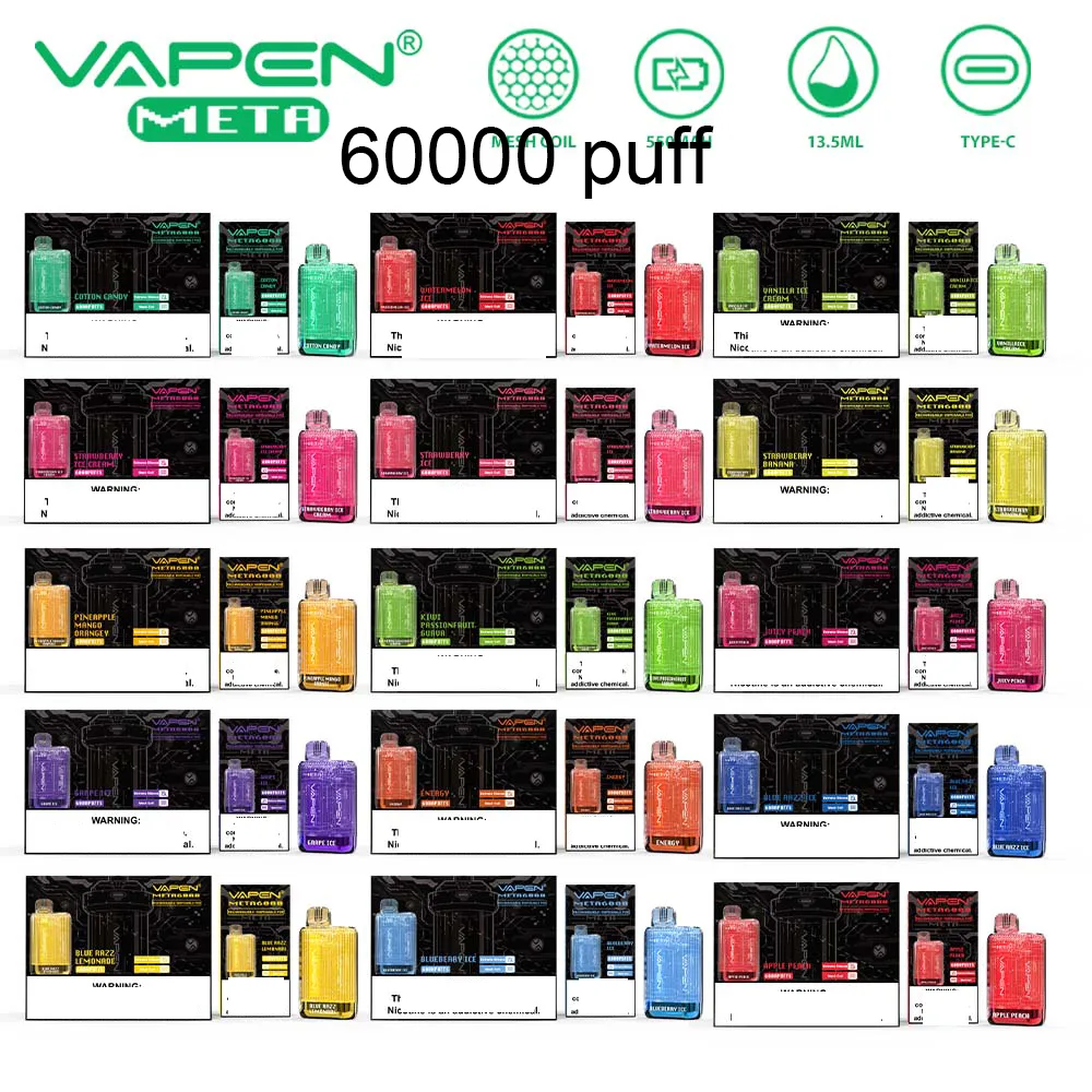 Vapen Meta 6000 Puffs Одноразовые варные сигареты 550 мАч аккумулятор