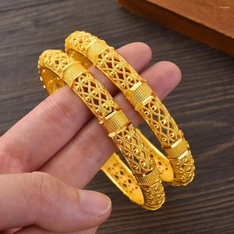 Gold Plated Ethiopian Tanishq Antique Gold Bangles Bracelet 65MM