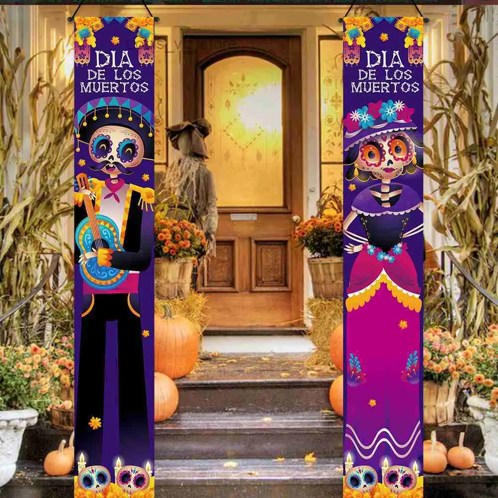 2023 Halloween Dekoration MrMrs Outdoor Party Supplies Horror Haus Tag Der  Toten Party Veranda Zeichen Hängen Tür Vorhang Banner T230808 Von 2,51 €